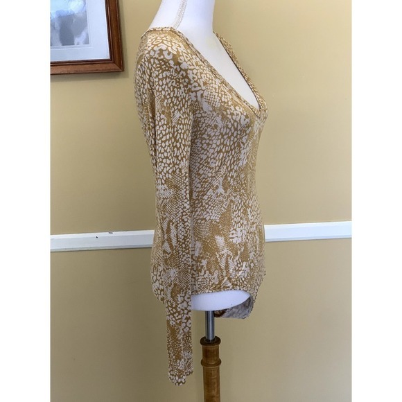 NWT Intimately Free People gold/cream long sleeve bodysuit, medium, bohemian - Picture 2 of 7